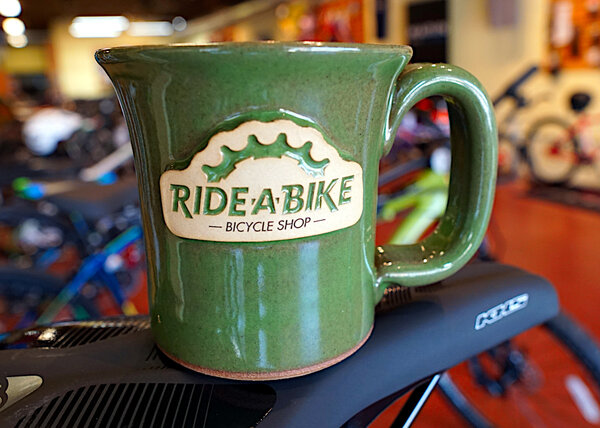 Ride-A-Bike Bicycle Shop Ride-A-Bike Coffee Mug; 12oz; Lily Pad Green; (Greek Goddess)