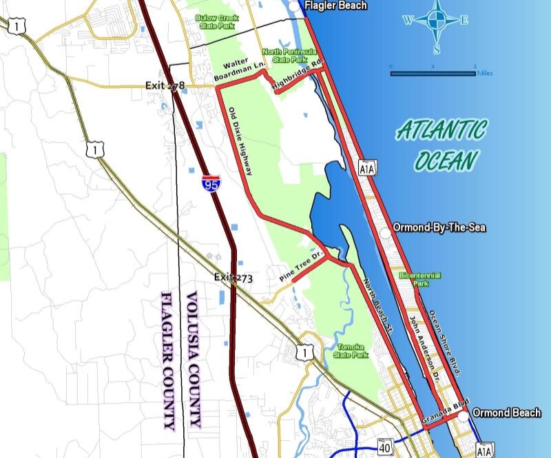 A1A Scenic Bicycle Loop map