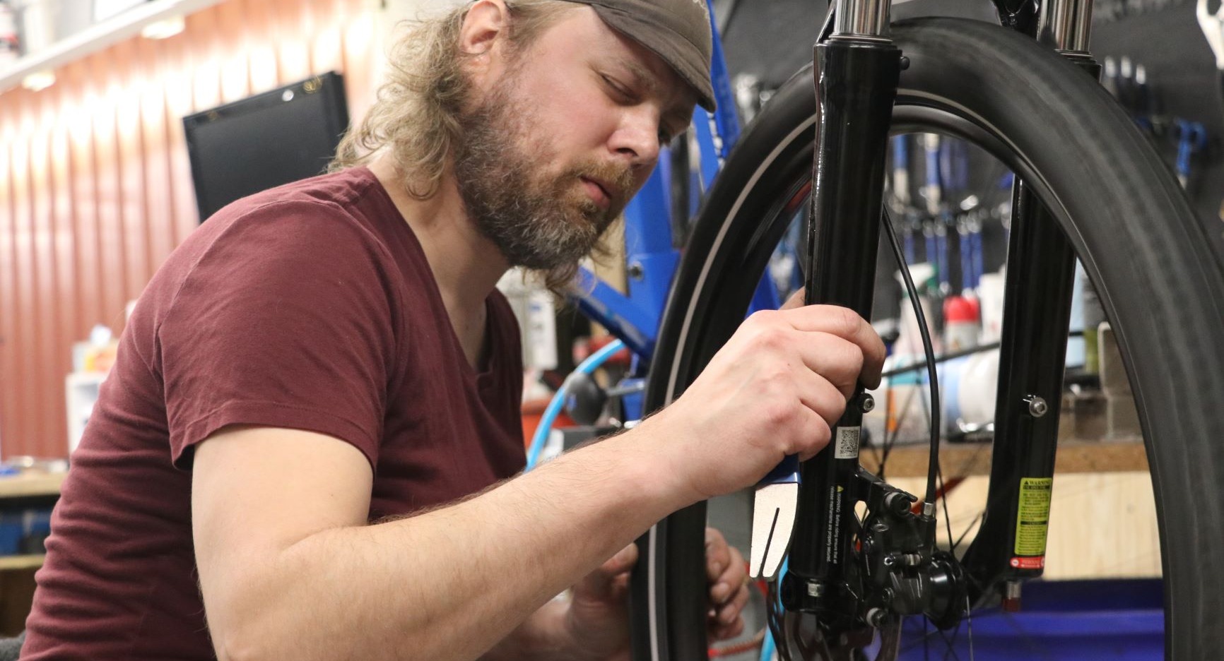 Bike being serviced