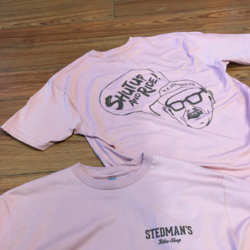 Stedman's Bike Shop 2023 Shut Up & Ride Pink w/ Brown SS T-Shirt