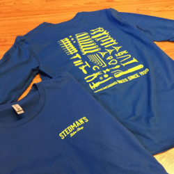Stedman's Bike Shop 2023 Wrenching Cool Blue w/ Yellow LS T-Shirt
