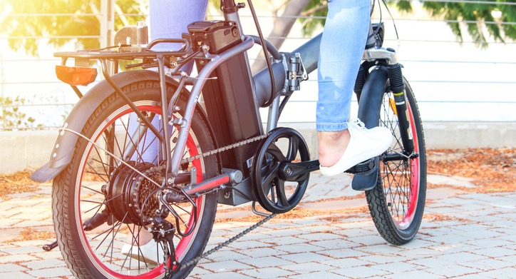 Close up of a woman on an ebike
