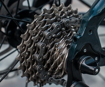 close up of gravel bike gearing