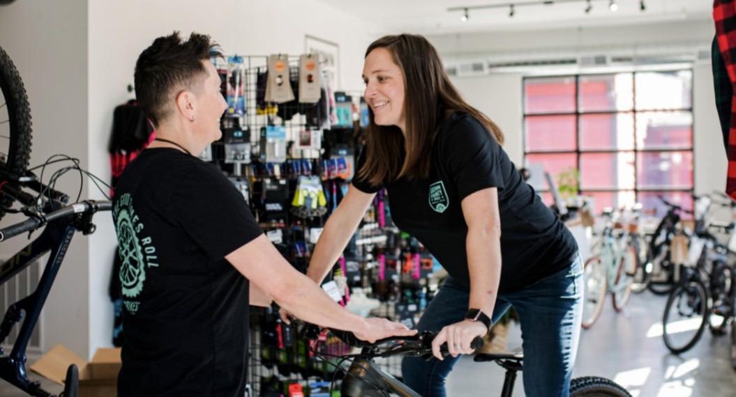 Rider getting a bike fit