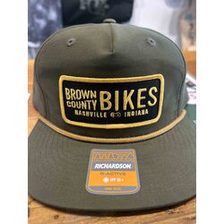 Brown County Bikes Trucker Hat OD Green Snapback Gold