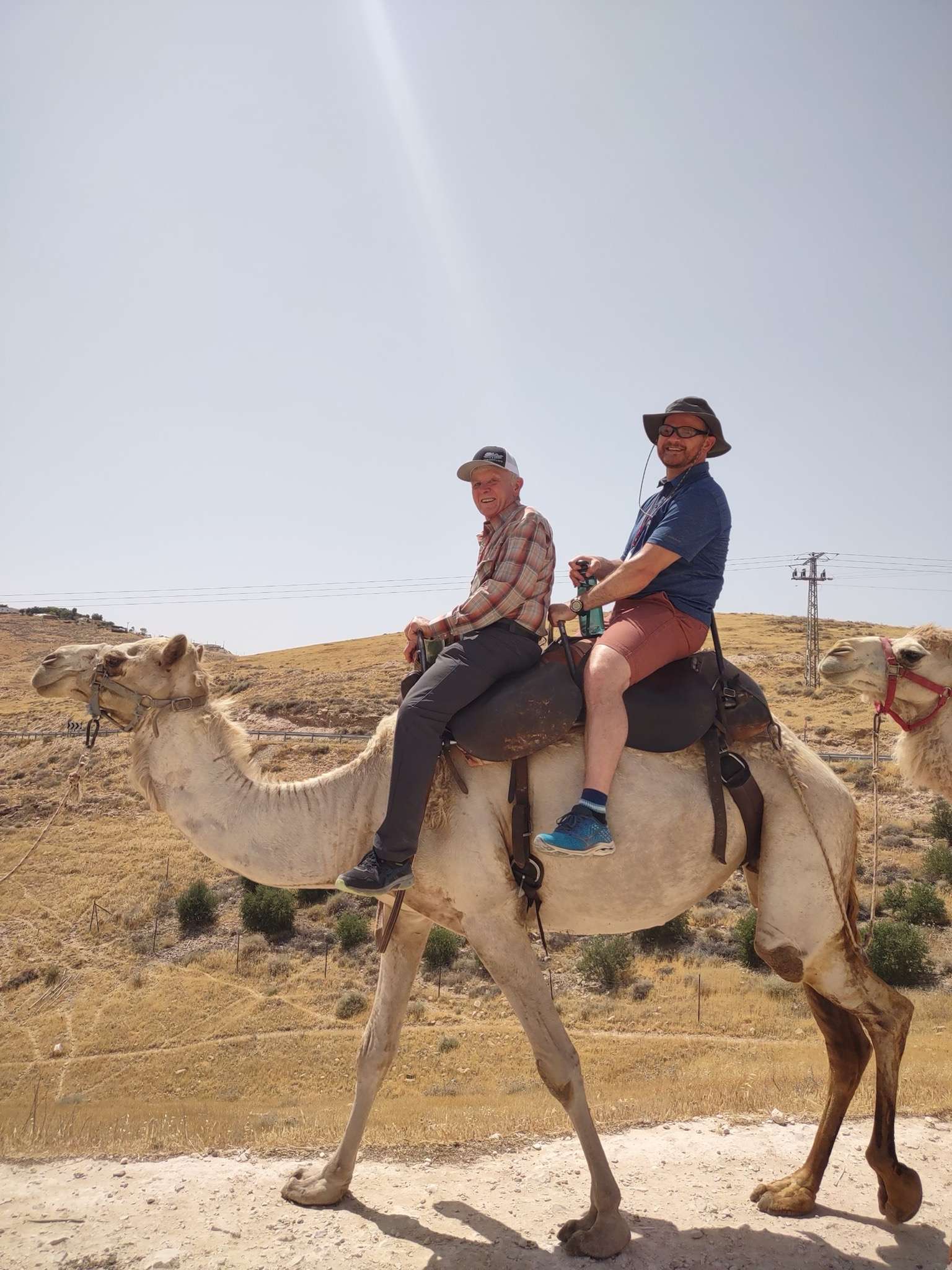 Richard and youngest son Jake on a camel