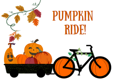 Pumpkin Ride! Bicycle pulling wagon full of pumpkins