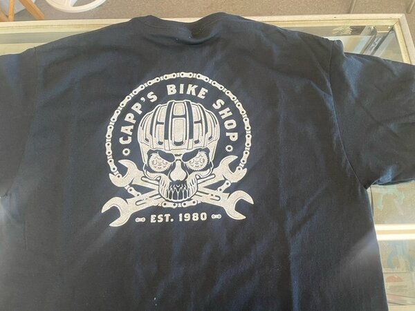 Capp's Bike Shop Skull Tee - Black - Size XL