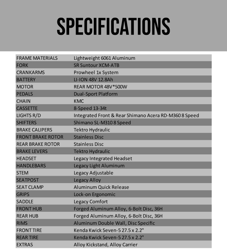 Legacy 500W Electric The Bike Zone Shop Online or InStore
