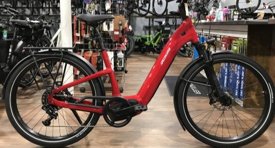 red electric bike in the store