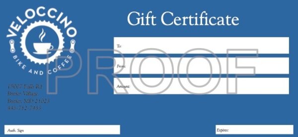 Veloccino La Famiglia Gift Certificate