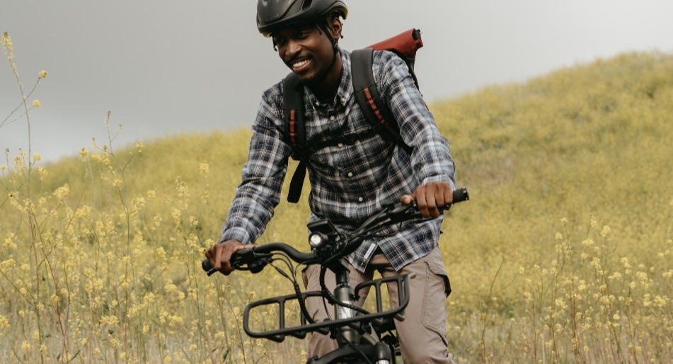 Rider on a rental bike