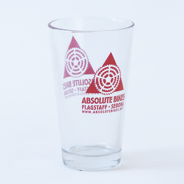 Absolute Bikes Pint Glass Absolute Bikes Logo Red