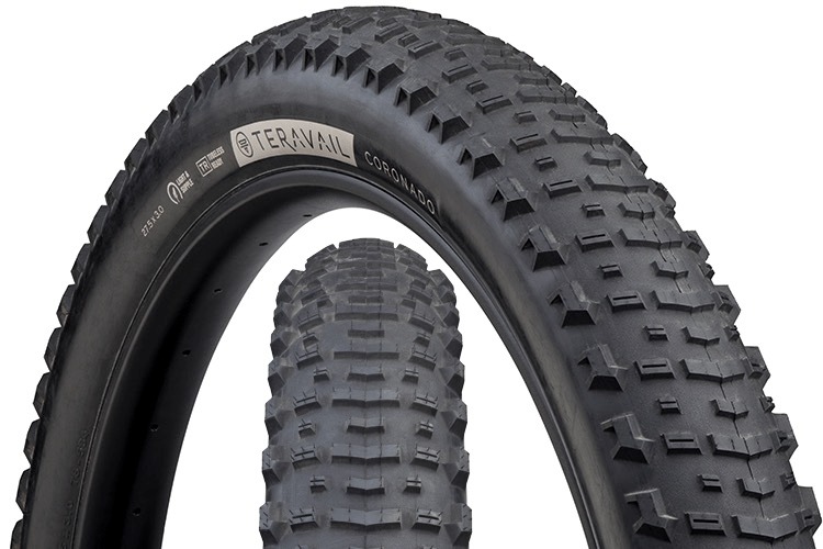 Teravail Rampart Tire composite image with tread detail and sidewall detail.