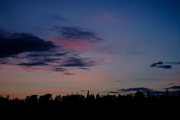 Sky after sunset with tree silhouettes in the background