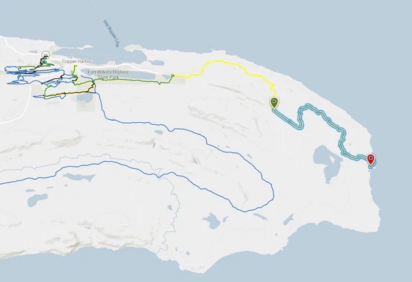 Map of trails around Copper Harbor