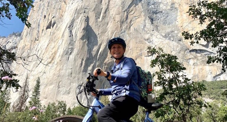 Rider on a rental bike