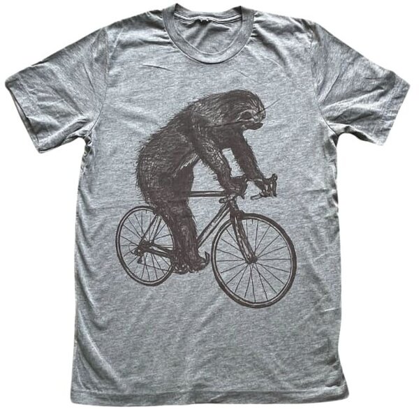 Mad Dogs & Englishmen Sloth on a Bike Relaxed Fit Shirt Color: Tri-Grey