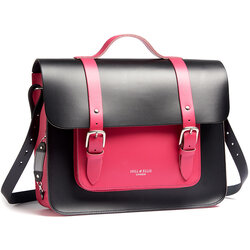 Mad Dogs & Englishmen Hill & Ellis Black/Pink Leather Satchel Cycle Bag