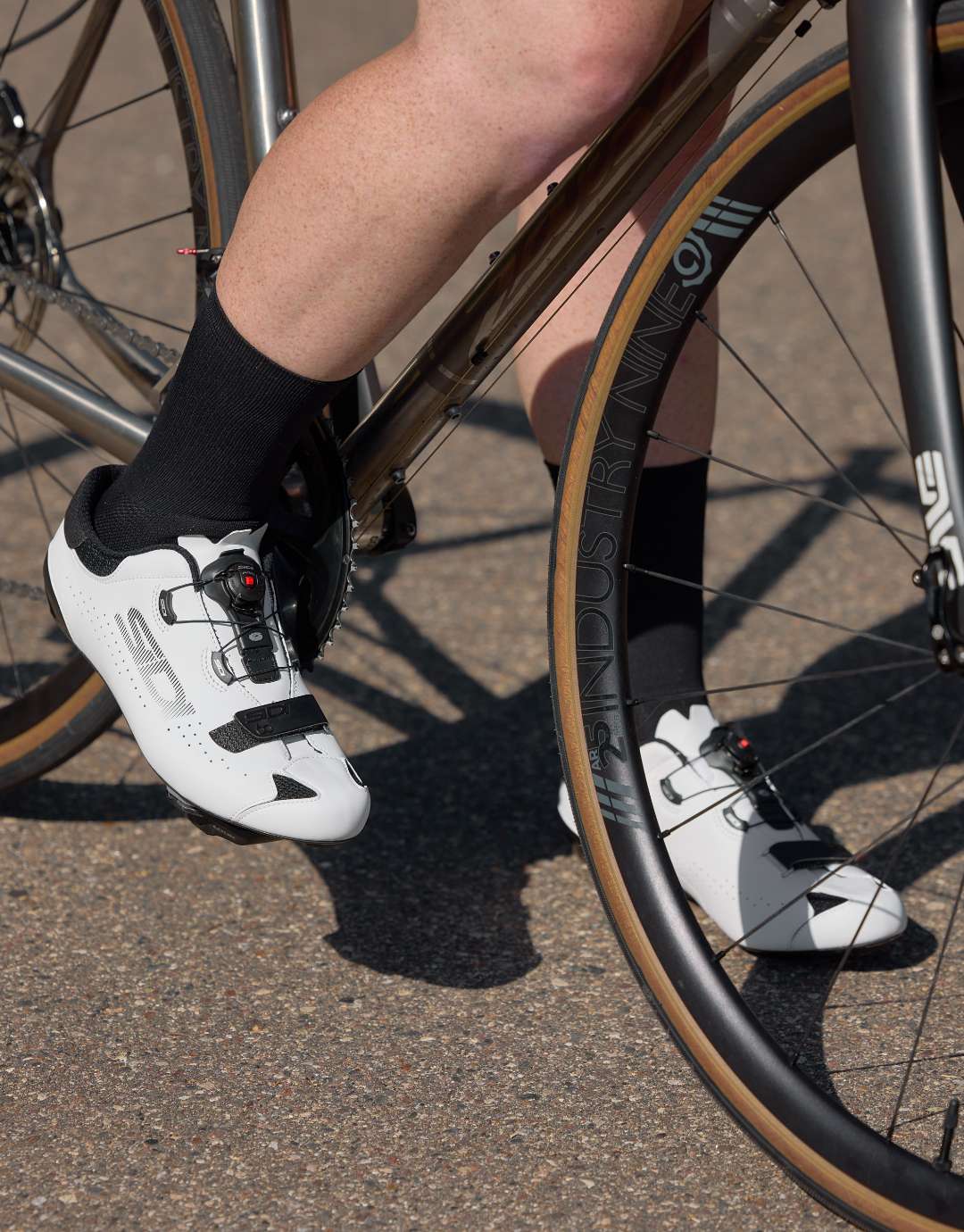 Person wearing Sidi road cycling shoes