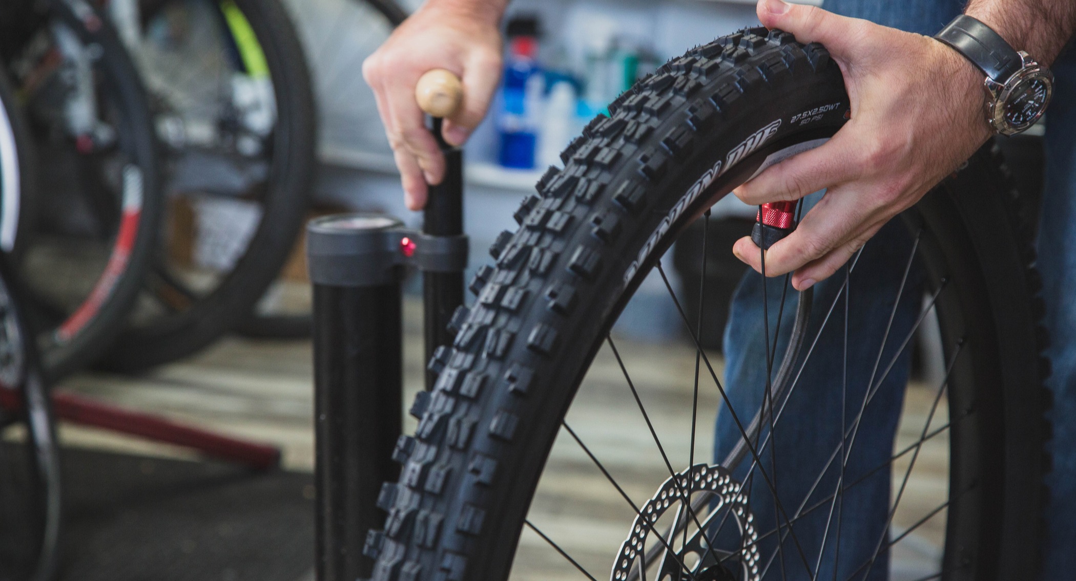 Mechanic changing a flat tire