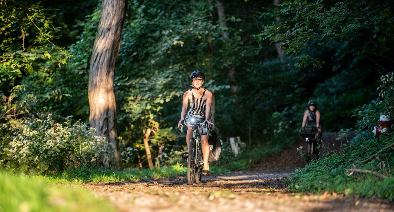 Rider on a rail trail 