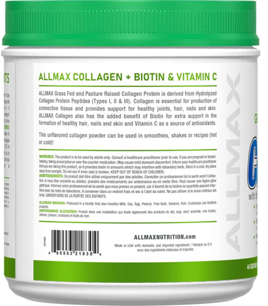 ALLMAX Collagen Peptides Powder + Vitamins 440g Flavour: Unflavoured