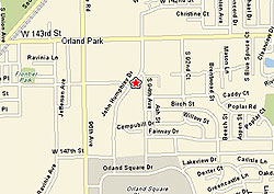 Map of our store's location in Orland Park, IL - near Chicago