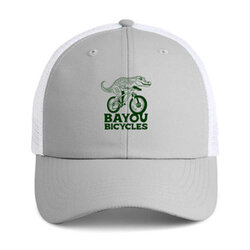 Bayou Bicycles Structured Performance Meshback Cap, OSFM / Adjustable, Light-Grey/White