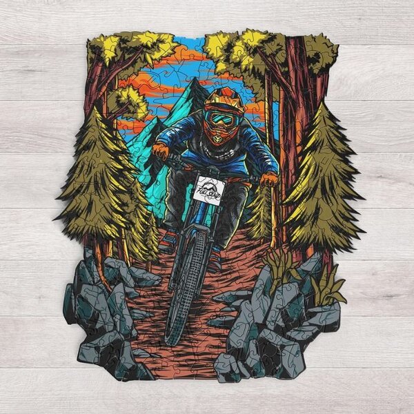 Earth Mountain Bicycle Full Send Wooden Jigsaw Puzzle 
