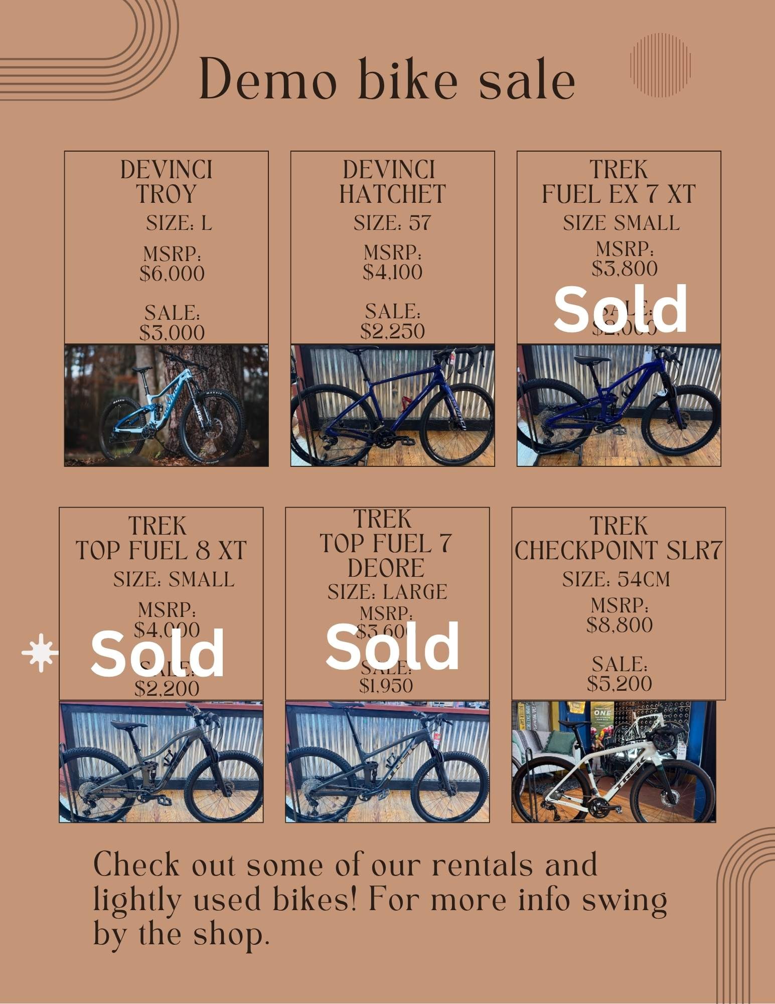 Demo bike sale - Devinci and Trek