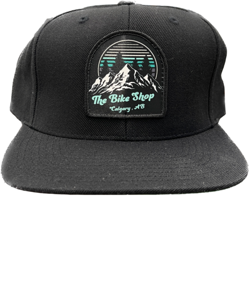 The Bike Shop Flat Bill Snapback Hat Sunset Logo 
