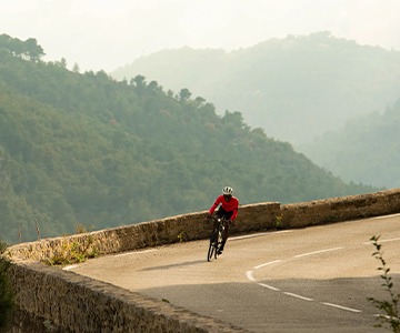 Road cyclist riding on highway