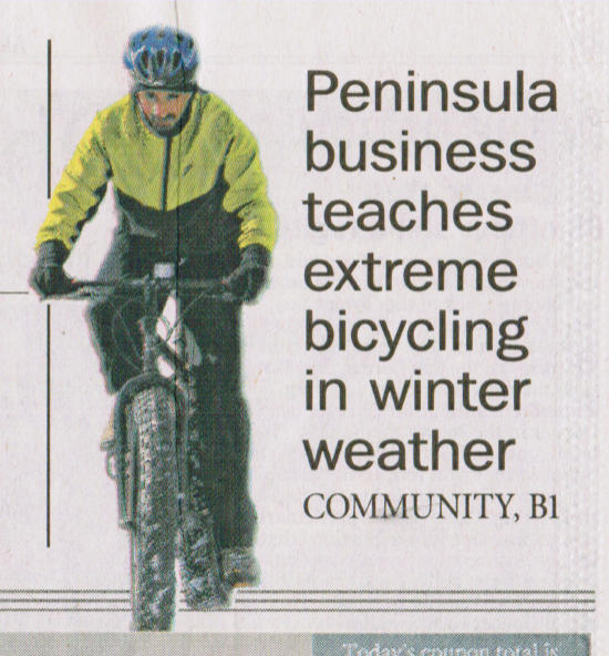 Akron Beacon Journal photo: Peninsula business teaches extreme biking in winter weather