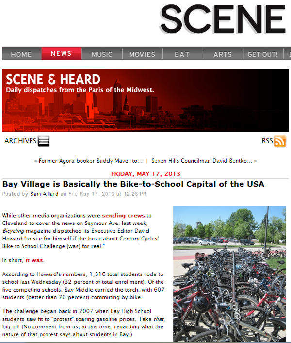 Screen shot of May 17, 2013 Cleveland Scene article