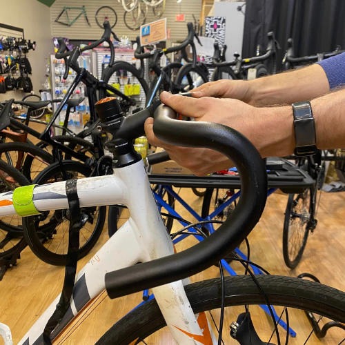 One common practice during a bike fitting session is to replace your handlebars with a set that better fit your body size.