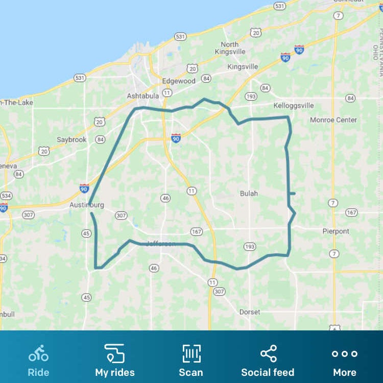 Image of a map of a bicycle route