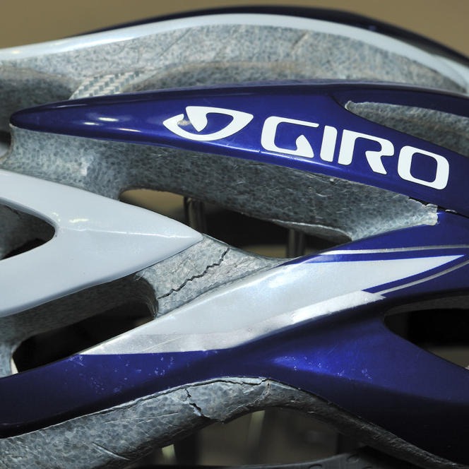 Cracked bicycle helmet