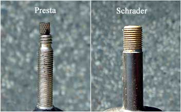 Presta valve and Schrader valve