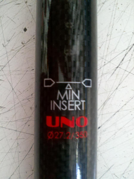 Seatpost showing Minimum Insertion Point markings