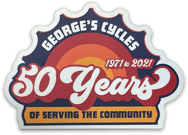 George's Cycles George's Custom 50 Year Anniversary Sticker - 3"x 2.5" 
