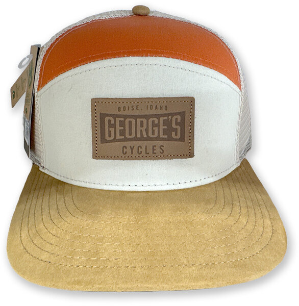 George's Cycles 6-Panel George's Custom Mesh Hat- Leather Logo
