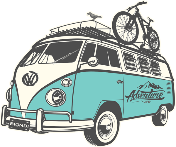 George's Cycles VW Adventure Bike Sticker - Teal 