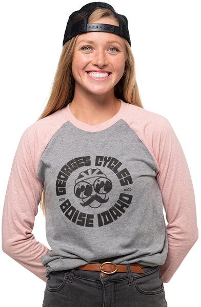 George's Cycles 3/4 Sleeve Raglan - Retro Logo - Pink