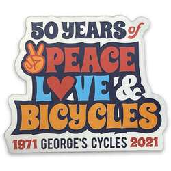 George's Cycles George's Custom Peace Love Bicycles Sticker 3