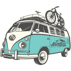 George's Cycles VW Adventure Bike Sticker - Teal