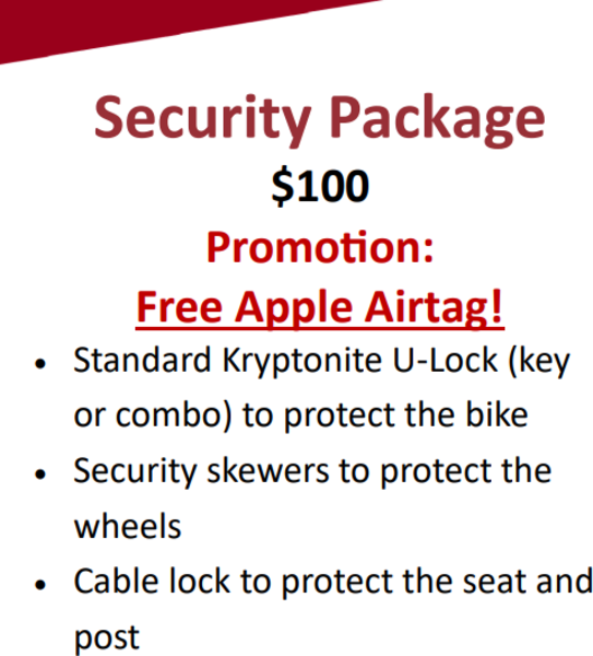 Campus Bike Shop Accessories - Security Package 