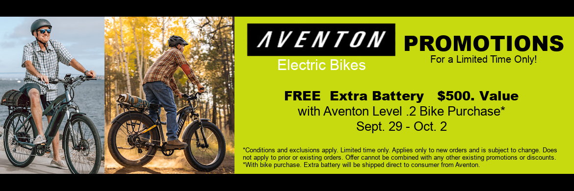 Free Extra Battery with purchase of Aventon Level .2 Electric Bike
