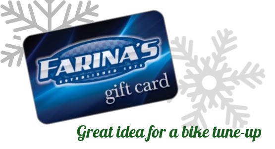 Farina's Gift Cards make great gifts for cyclists
