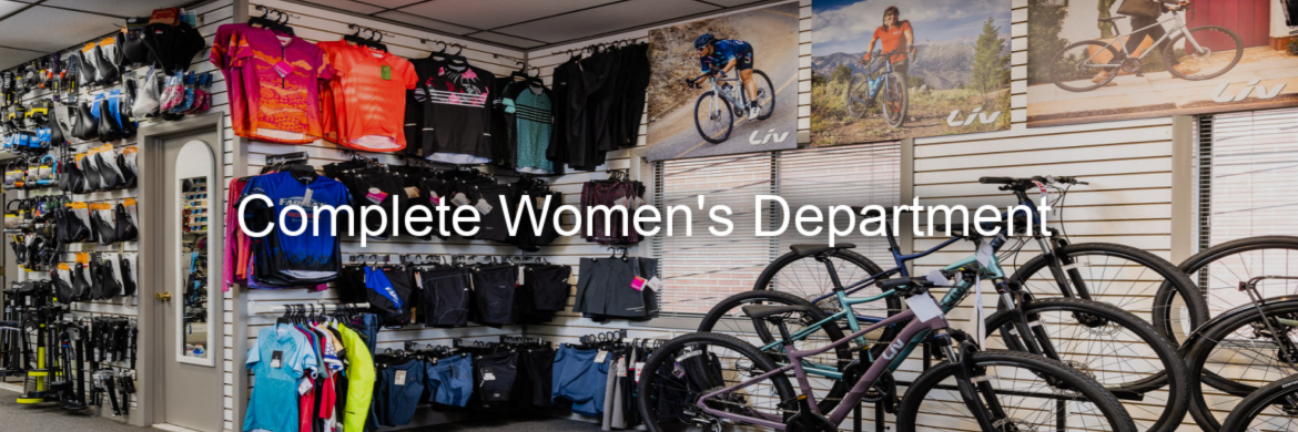 We stock a complete selection of women's specific bikes from Liv & Terry cycling apparel and Giro cycling shoes